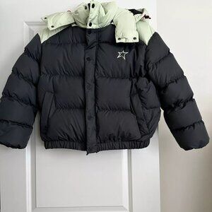 NEW PERFECT MOMENT Gray/Mint Hooded Down Ski Puffer Jacket Size M